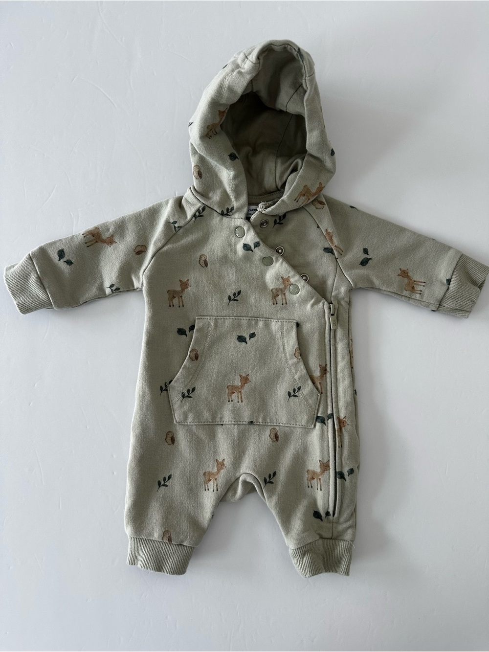 Mon Caramel Infant Hooded Jumpsuit, 0-3 Months, Baby Deer Print, One Piece